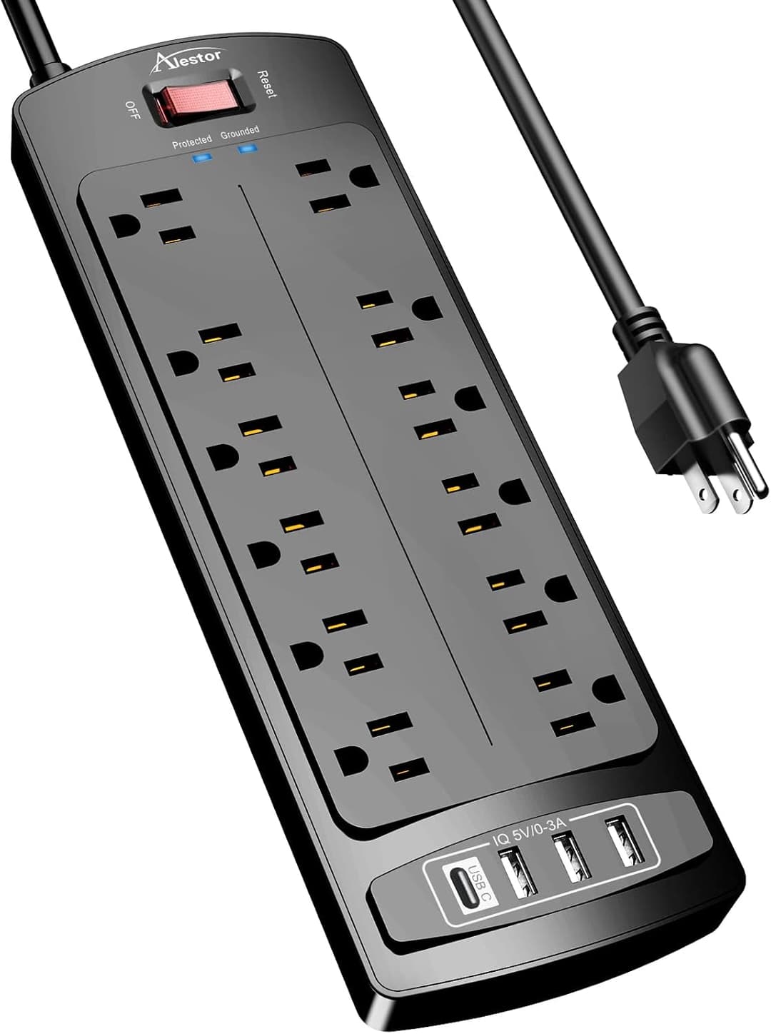 ALESTOR Surge Protector, 6 ft, Power Strips